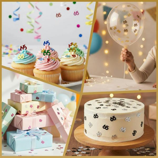 65th Birthday Metallic Confetti Decoration, Multicolour Foil Party Pack Range image 2