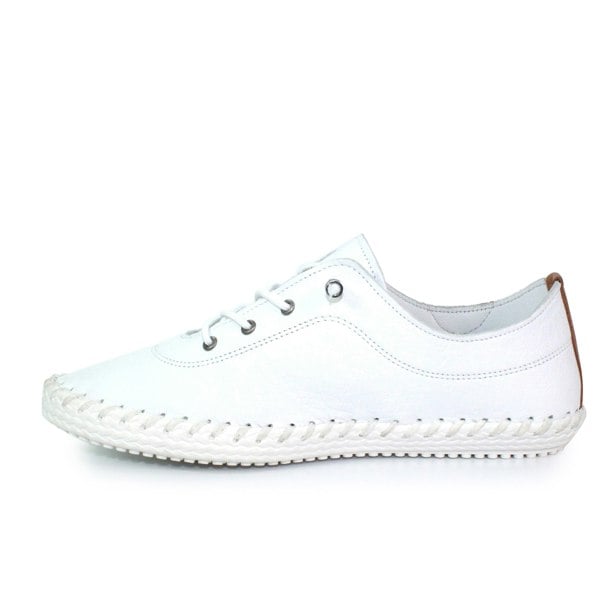 Lunar Women's St Ives Leather Plimsolls - White