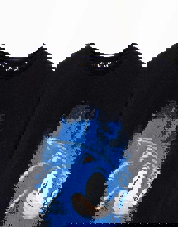 Sonic the Hedgehog Boys Black Watercolour Short Sleeved T-Shirt