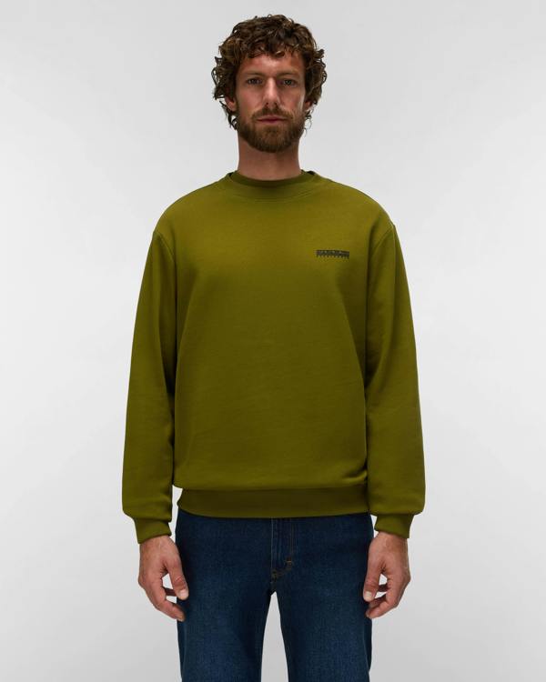 Napapijri Small Box Mens Crew Neck Sweatshirt - Avocado G4C | CHO | Designer Mens Sweatshirts