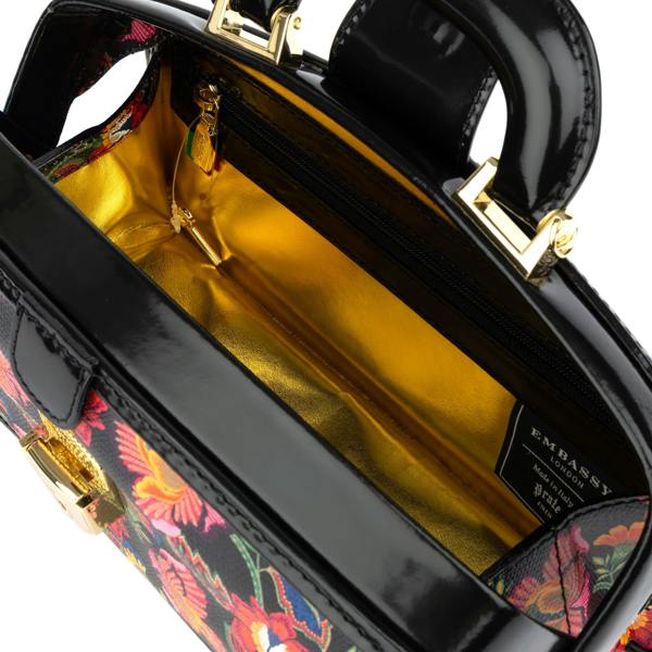 Embassy London Gazelle - Red Flowers - Women’s patent leather top handle & crossbody bag