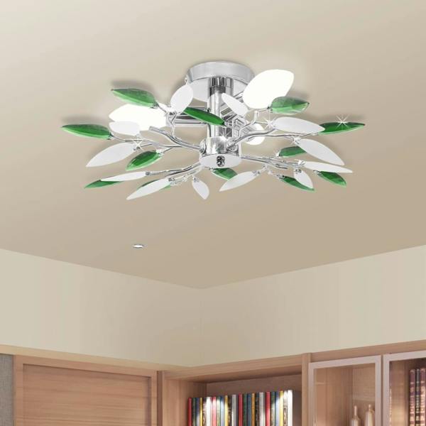 Berkfield Ceiling Lamp Acrylic Crystal Leaf Arms 3 E14 Bulbs