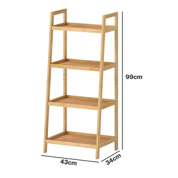Levede Shelf 4 Tier Space Saving Bamboo Display Cabinet For Living Room Bamboo