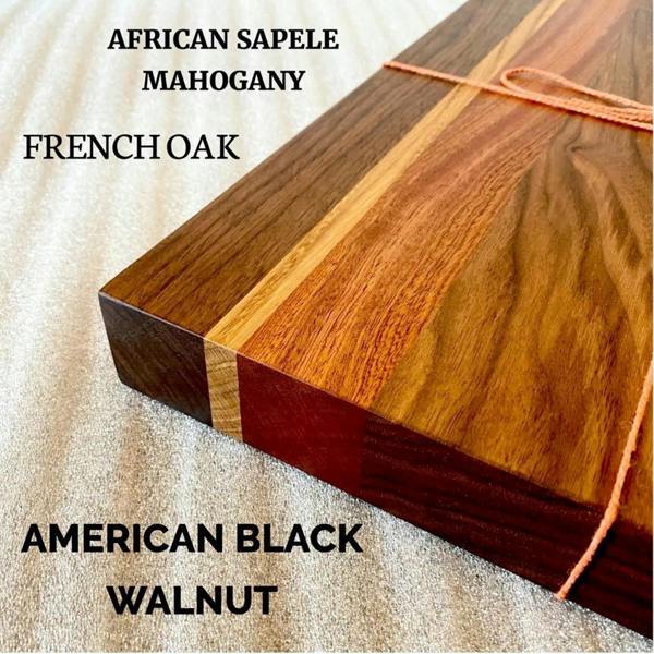 Giraffes & Craftz Handmade Black Walnut Chopping Board: Sapele & Oak Inlays