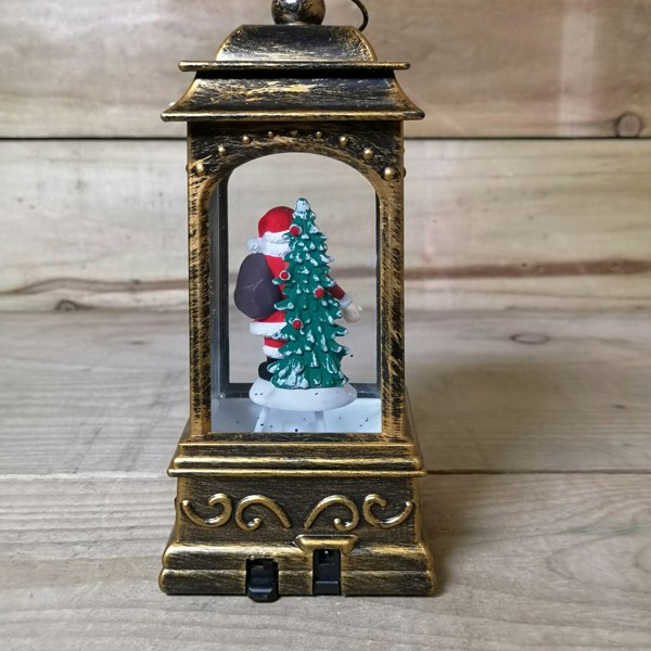 Samuel Alexander 21cm Dual Power Glitter Water Spinner Lantern Christmas Decoration - Santa