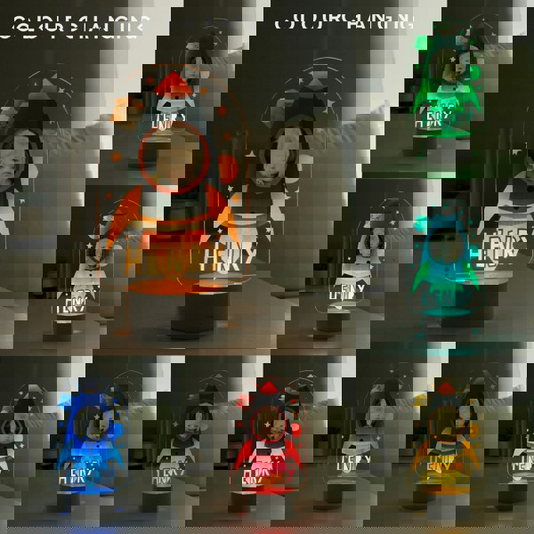 Personalised Memento Company Personalised Rocket Photo Upload LED Colour Changing Night Light