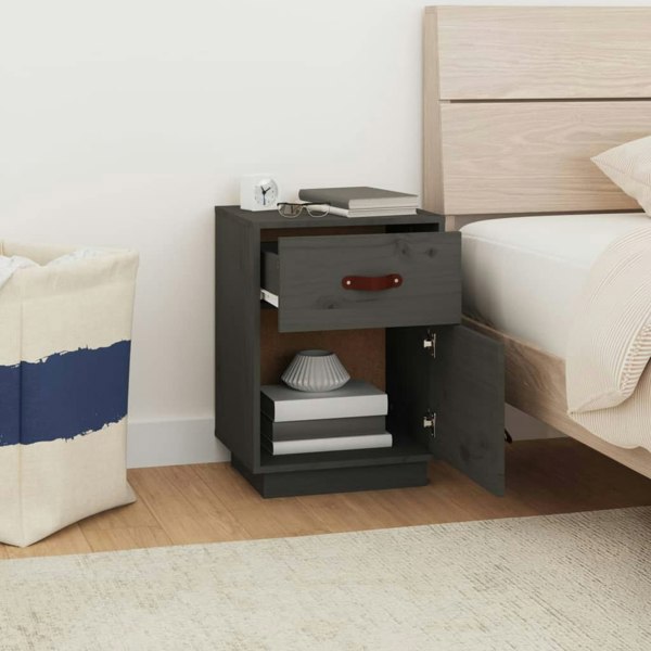 Berkfield Bedside Cabinets 2 pcs Grey 40x34x55 cm Solid Wood Pine