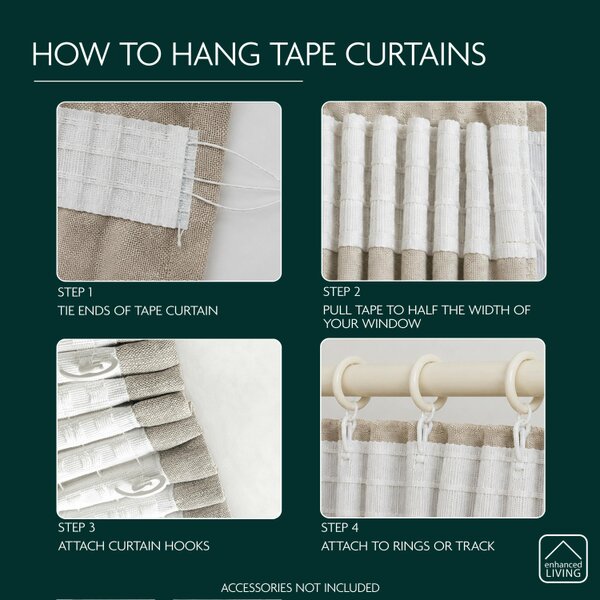 Enhanced Living Matrix Plain Thermal Room Darkening Energy Saving Tape Top Curtains For Living Rooms & Bedrooms
