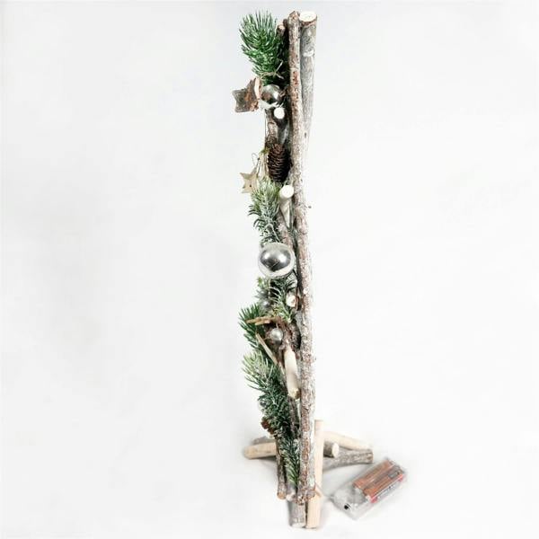 48cm Wooden Tree Decoration with 20 Warm White LEDs, Rustic Indoor Christmas Display image 5