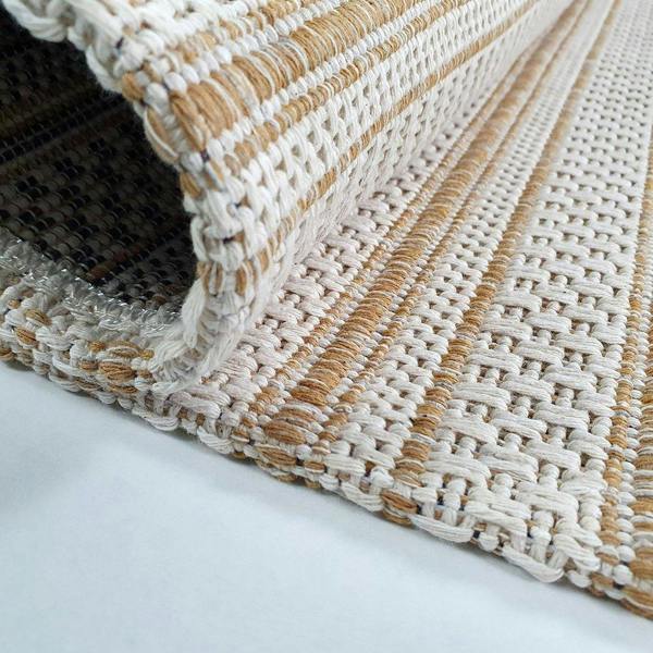 Cotton Rug Yellow Mustard Cream Stirped Small Large Runner Washable Living Room Bedroom Flat Woven Carpet Area Mat