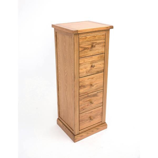 Cabinet Bits Salerno 5 Drawer Narrow Chest of Drawers Wood Knob