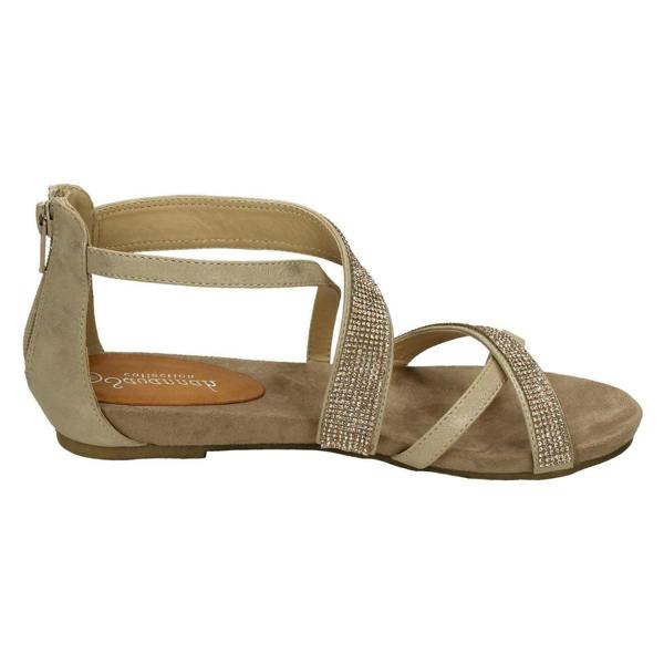 Savannah Ladies Savannah Low Wedge Diamante X Strap Sandals