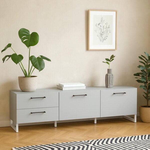 Wyld Haus Coimbra Light Grey TV Unit 2 Doors 2 Drawers