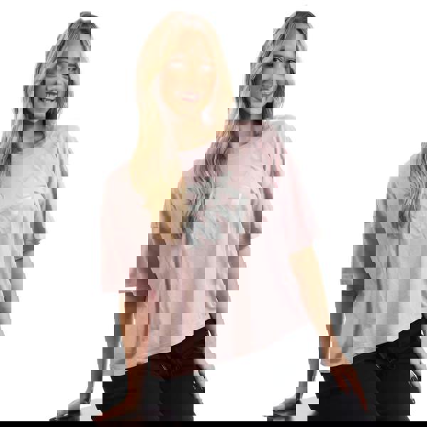 DKNY Womens/Ladies Foil Logo Crop T-Shirt - Pink - 