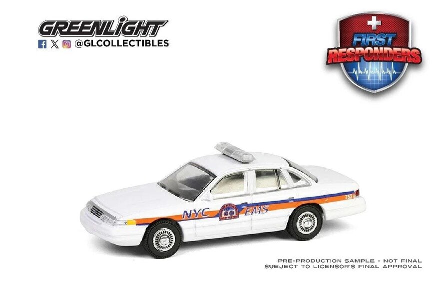 MCSlots 1994 Ford Crown Victoria New York EMS 1:64 Scale Greenlight 67060C