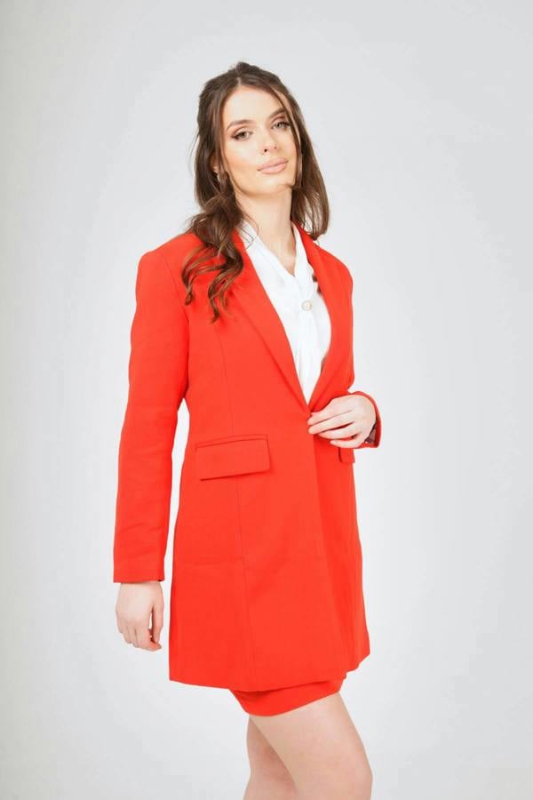 LuvForever Red Long Blazer  Mini Skirt Suit