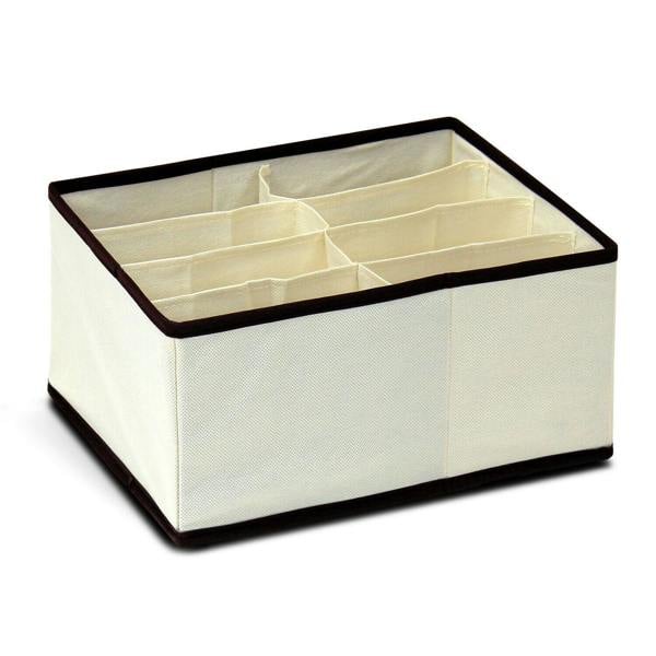 WALPLUS Non-Woven Fabric 4x2 Deep Soft Storage Organizer, Ivory w/Mid Brown Trim | Elegant Interior Wall Decoration