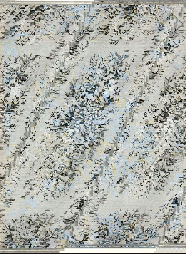 The Rugs Classical Winter Bloom Rug - Cream & Blue Floral