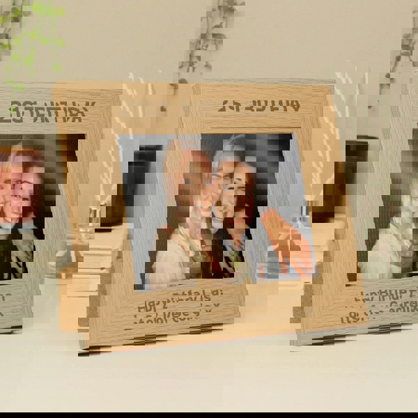 Personalised Memento Company Personalised Bold Text 5x7 Landscape Oak Finish Photo Frame