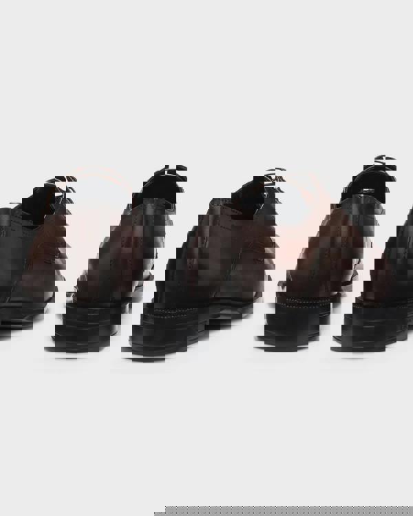 Pair of BOSS Orange Tayil Mens Derby Shoes in Dark Brown 205 - Back