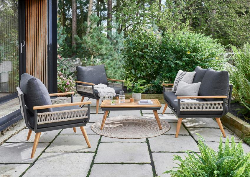 Norfolk Collection Kimora Lounge Set with Grey Fabric Cushions