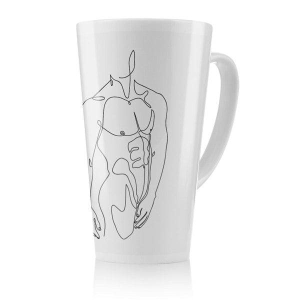 Benjamin Tate Design line art of male body Designer Latte Mug