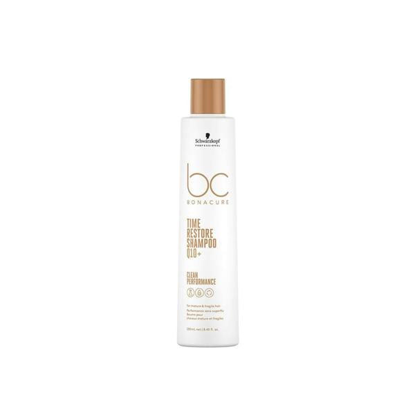Schwarzkopf  Q10 Time Restore Shampoo a caring hair cleanser from Bonacure Time Restore, specially formulated with Q10+, gently cleanses and strengthens mature hair.