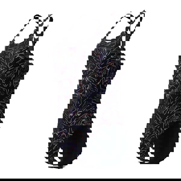 Speedo Hyperboom Allover Medalist black purple abstract one-piece swimsuit