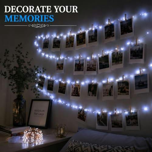 10 m Gold Wire Battery Operated String Lights with 100 Cool White LEDs image 6