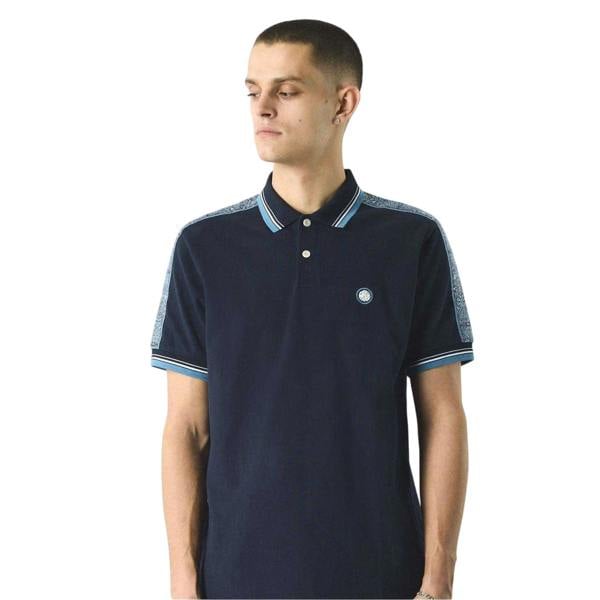 Pretty Green Mens Paisley Regular Polo Shirt - Navy - 