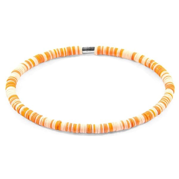 Anchor & Crew Orange - Peach Benjamin Silver and Vinyl Disc SKINNY Bracelet