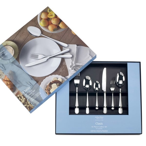 Arthur Price 'Oasis' Stainless Steel 42 Piece 8 Person Gift Boxed Cutlery Set