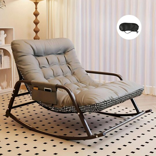 Havendro Modern Rocking Lounge Chair Two-Seater Nordic Reversible Cushion Soft Fabric