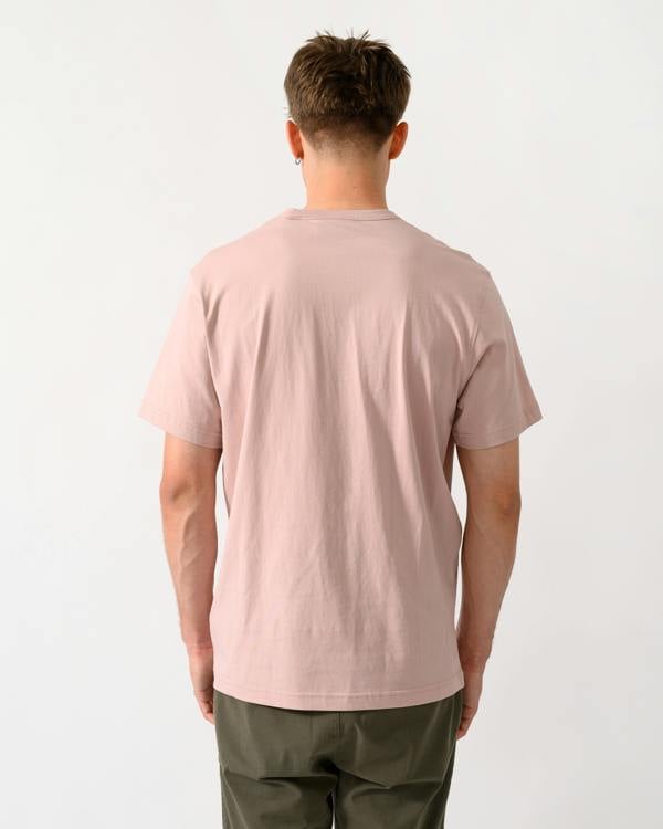 back shot of model wearing a Belstaff Mens Icon Logo T-Shirt in Dusk Pink