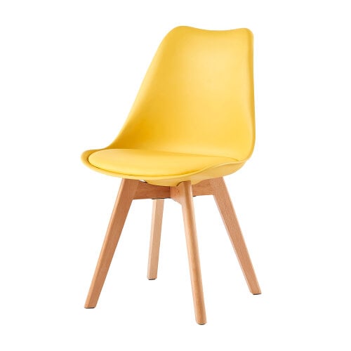Set of 4 Dining Chairs with Solid Wooden Legs and Seat Cushion Pads Eva