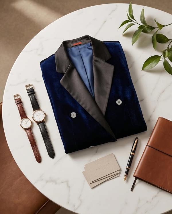 Pamoni Navy Double Breasted Dinner Jacket