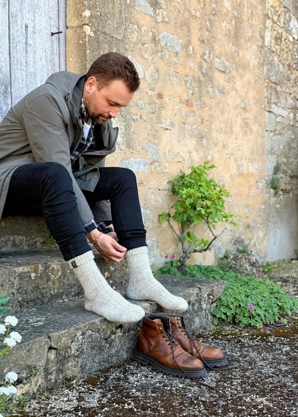 Jemsox British Wool Boot Socks – Light Grey Natural | 100% British Wool Luxury Boot Socks