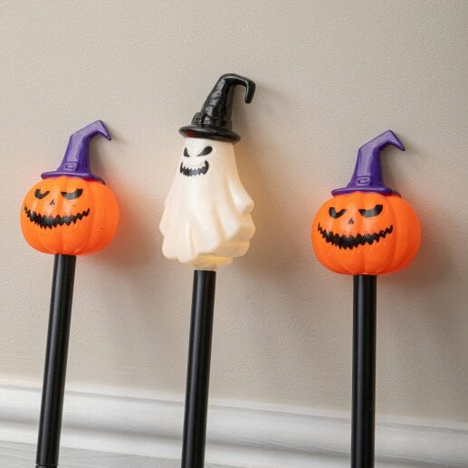 Samuel Alexander Set of 6 Halloween Light Up Pumpkin & Ghost Path Lights with Ground Stakes