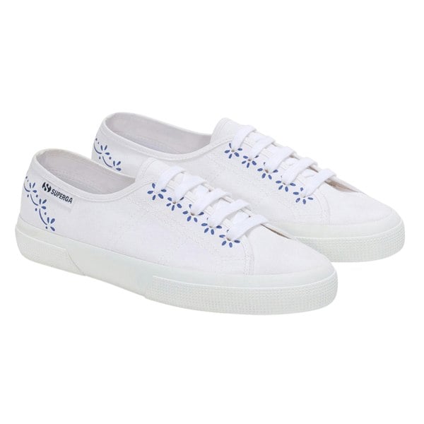 Superga Women's 3750 Leggera Ceramic Print Trainers - White/Blue