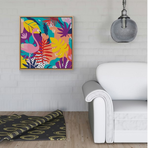 Warren Reed Tropical Flamingoes Framed Canvas