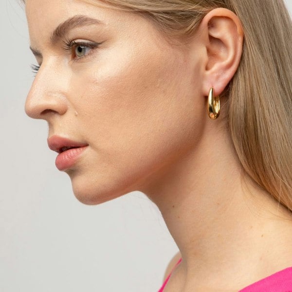 The Colourful Aura Plain U Shape Geometric Minimalist Large Oval Hoop Earring