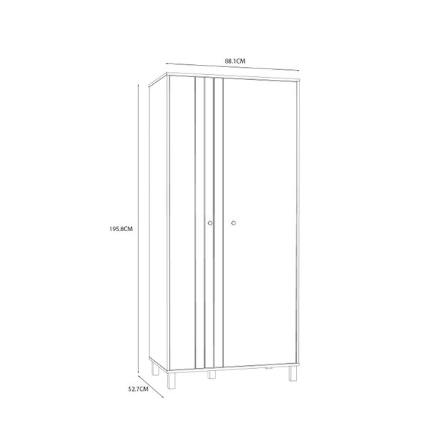 Wyld Haus Sandy Mauvella Oak Double Door Wardrobe with Fluted Front and Shelves