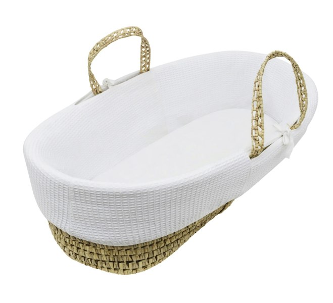 Kinder Valley Hoodless White Waffle Moses Basket