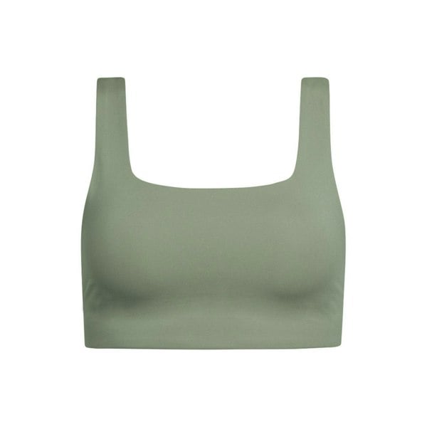 Girlfriend Collective Womens/Ladies Tommy Cropped Square Neck Bra - Agave