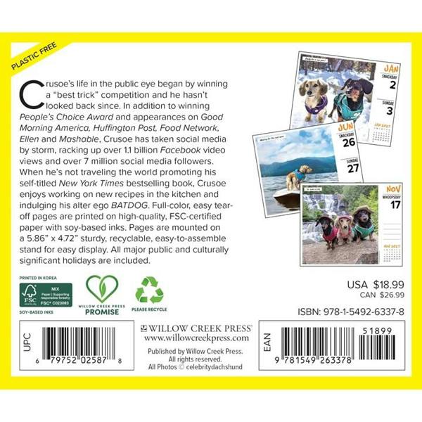 Crusoe The Dachshund & Family Desk Calendar 2027, Desk Calendars, Day To View, Dogs, Gift