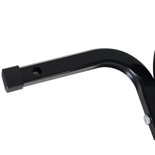Curved black support arm with mounting holes for motorcycle wheel chock stand