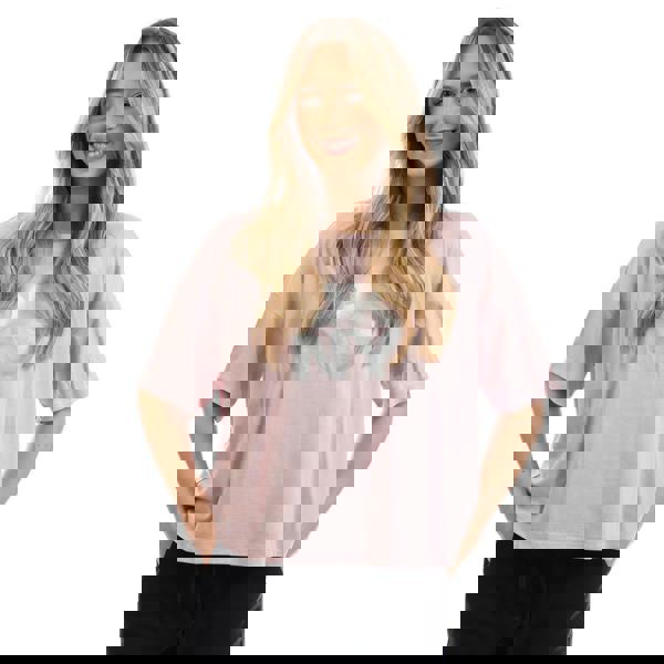 DKNY Womens/Ladies Foil Logo Crop T-Shirt - Pink - 