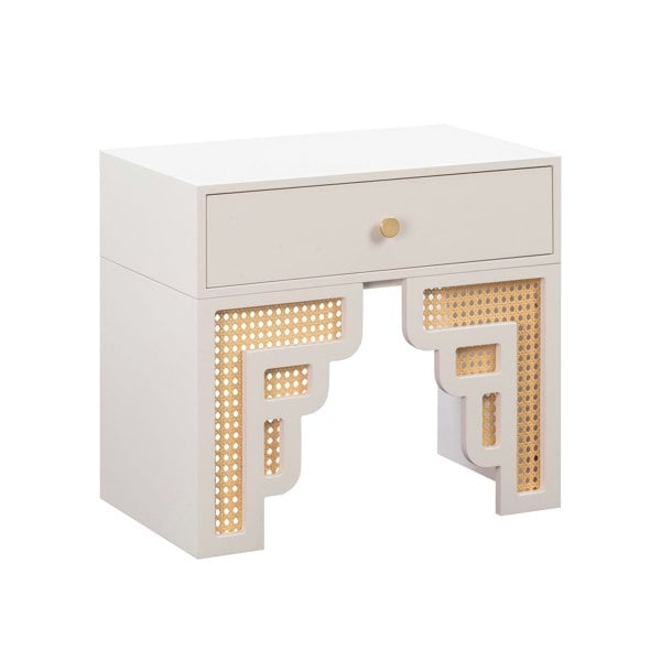 Furniture Edit Suzie Cream & Rattan Nightstand