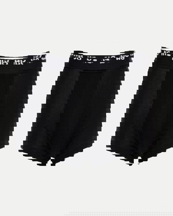 HUGO 5-Pack Mens Stretch-Cotton Trunks with Logo Waistbands  - Black 003
