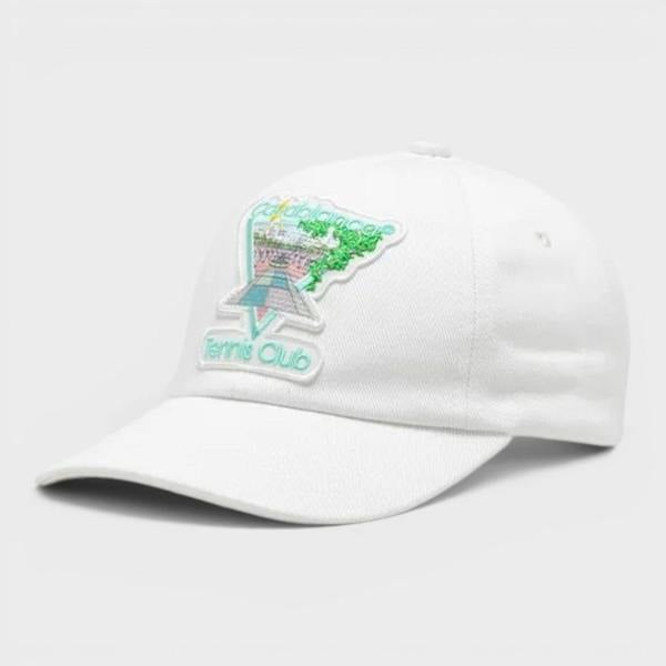 Casablanca Tennis Club Icon Pastelle Embroidered Cap White